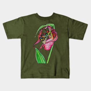 Pink Lady's Slipper Kids T-Shirt